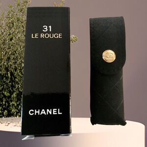 Chanel Black Suede Leather Lipstick Case